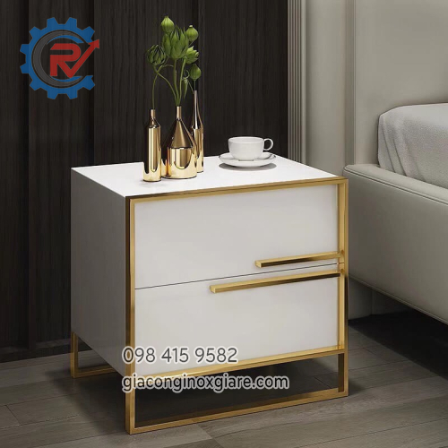 Tap đầu giường màu trắng khung chân inox mạ vàng PVD