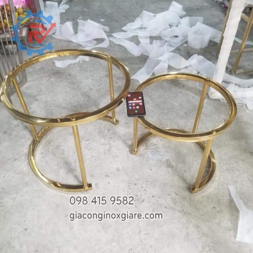 Gia công chân bàn mạ PVD màu vàng theo yêu cầu