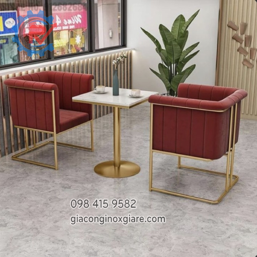 Bộ bàn ghế cà phê cao cấp hiện đại mạ vàng sang trọng