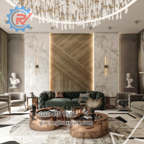 Bàn trà sofa mạ vàng sang trọng 