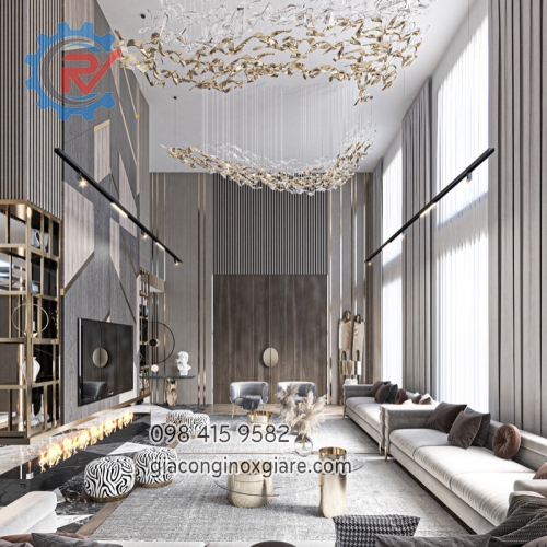 Cơ khí Phong Vũ nhận gia công nội thất inox mạ PVD màu vàng theo yêu cầu