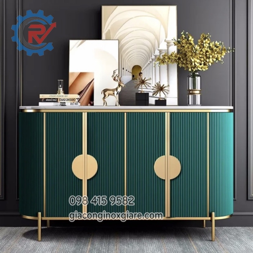 Tủ hành lang khung inox mạ vàng PVD